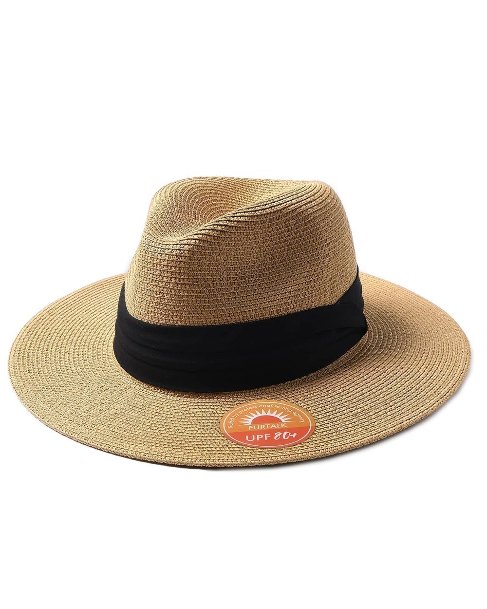 4853 Sun Hats Panama Hat Wide Brim Fedora Straw Beach Hat UV UPF 80+ Beach